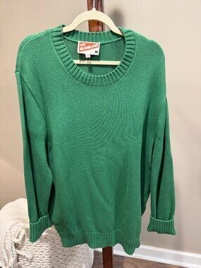 the blank lab | green crewneck sweater oversized cotton knit | size M